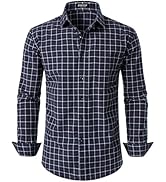 JEMITOP Men's Transitional Weather Long Sleeve Slim Fit Button Down Shirts Business Casual Dress ...