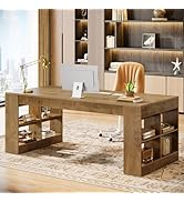 Tribesigns 71-Inch Executive Desk, Large Office Computer Desk with Storage Shelves, Modern Wood W...