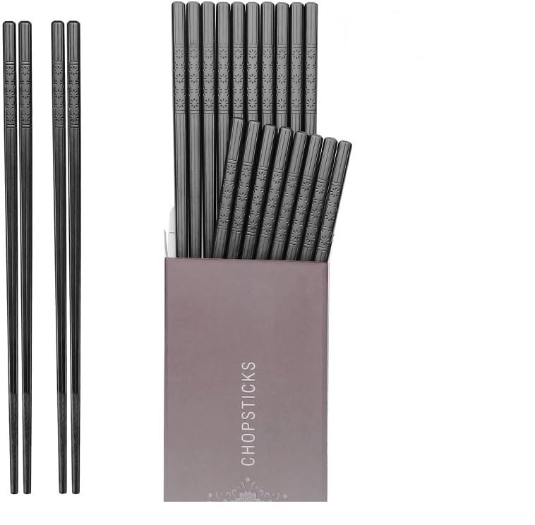 hiware 10 pairs fiberglass chopsticks - reusable chopsticks dishwasher safe 9 12 inches - black