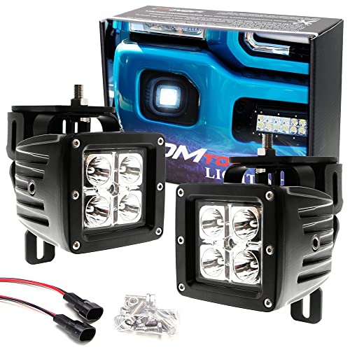 iJDMTOY LED Pod Light Fog Lamp Kit Compatible With 1999-2016 Ford F250 F350 F450 Super Duty, Includes (2) 20W High Power CREE LED Cubes, Foglight Location Mount Brackets & Wiring/Adapter Harnesses
