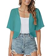 Women Shrug Chiffon Cardigans Open Front Short Sleeve Bolero for Evening Dressy