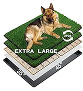 MEEXPAWS Dog Grass Pee Pads for Dogs with Tray | Extra Large 45×34 in | 2× Dog Artificial Grass P...