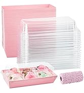 ZORRITA 50 Pack Charcuterie Boxes with Clear Lids, Paper Sandwich Boxes Disposable Rectangle To G...