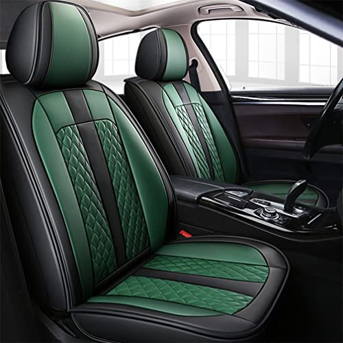 Yajomi Custom Leather Car Seat Covers Fit for Chevrolet Impala 2000-2020 with Waterproof Non-Slip Vehicle Cushion Cover Compatible Airbags Car Interior Accessories(2 Front Seats Standard/Black Green)