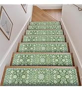 OJIA Floral Stair Treads Non Slip Stair Runners for Wooden Steps Indoor, 15PCS 8"x30" Rubber Back...