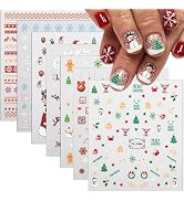 7 Sheets Christmas Nail Art Stickers Snowflake Nail Decals 3D Self-Adhesive Snowflake Elk Snowmen...
