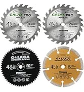 GALAX PRO Saw Blade Set, Pack of 4 Assorted 60T HSS Metal/24T TCT Wood/Diamond 4-1/2-Inch Circula...