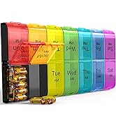 Extra Large Pill Container 2 Times a Day, Weekly XL AM PM Pill Case, 7 Day Pill Box Twice a Day, ...