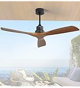 Sofucor 52 Inch Ceiling Fan No Light, Indoor Outdoor Morden Ceiling Fan With Remote Control, Nois...