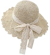 Yoawdats Womens Summer Beach Straw Sun Hat Breathable Foldable Holiday Outdoor Travel Bow Crochet...