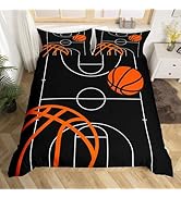 jejeloiu Basketball Bedding Set Twin Size Kids Basketball Court Comforter Cover Set for Boys Girl...
