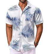COOFANDY Men's Hawaiian Shirt Short Sleeve Floral Button Down Shirts Tropical Vacation Beach Shir...