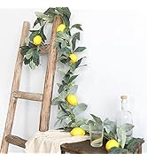 6.46FT Artificial Lemon Garland, Fake Lemon Branches Spring Greenery Garland with Vivid Lemons Fr...
