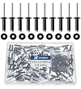 JTAREA 130pcs 3/16" x 5/8" Black Aluminum Pop Rivets with Stainless Steel Washers 4.8 x 16mm Blin...
