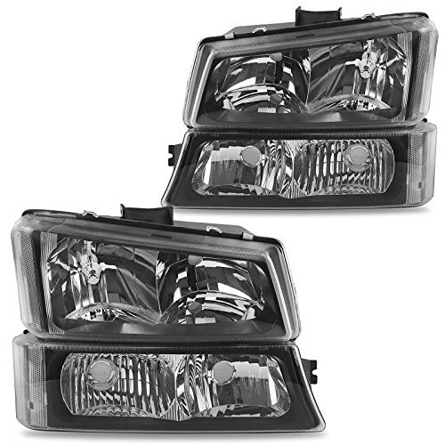 DWVO Headlight Assembly Compatible with 2003-2006 Chevy Avalanche Silverado 1500 2500 3500/2007 Chevrolet Silverado Classic (Black)