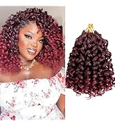 MYQUEEN 7 Packs GoGo Curl Crochet Hair 8 Inch Red Burgundy Short Curly Crochet Hair for Women Bea...
