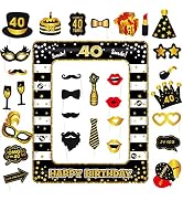 40Pcs Photo Booth Matrimonio, Photo Booth Compleanno, Puntelli per Cabina Fotografica Foto Props, Photo Booth Props per Selfie, Adatto per Matrimoni, Compleanni, Feste di Famiglia