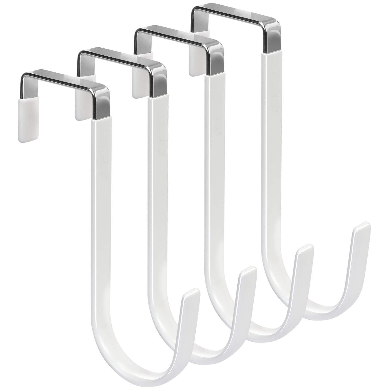 fyy over the door hooks 4 pack hangers hooks with rubber prevent scratches heavy duty organizer for living room bathroom bedroom kitchen hanging clothes towels hats coats bags white