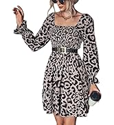 Damen Sexy Kurzes Kleid eckiger Kragen Langarm Hohe Taille Rückenfrei Freizeitkleid Strandkleid P...
