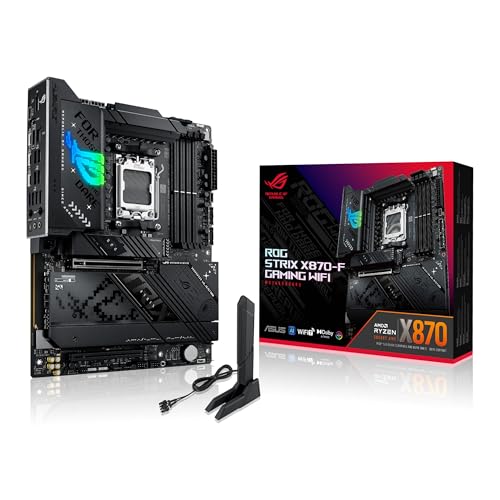 ASUS ROG Strix X870-F Gaming WiFi - AMD Ryzen AM5 X870 ATX Gaming Motherboard (DDR5, 16+2+2 DrMOS, 4x M.2, PCIe 5.0, WiFi 7, USB4 Type-C, USB 10G with PD 3.0 up to 30W, Aura Sync RGB)