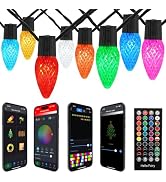 Christmas Outdoor Lights C9 66FT 100 LEDs, Smart APP Remote Control RGB String Lights Plug in, DI...
