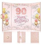Tnvee 90TH Birthday Party Guest Book Birthday Decorations for Women, Large 19" x 12.2" Rose Gold ...