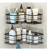 Menbyci Black Shower Caddy Corner Bathroom Shower Shelf, Rust Proof Bathroom Organizer Accessorie...