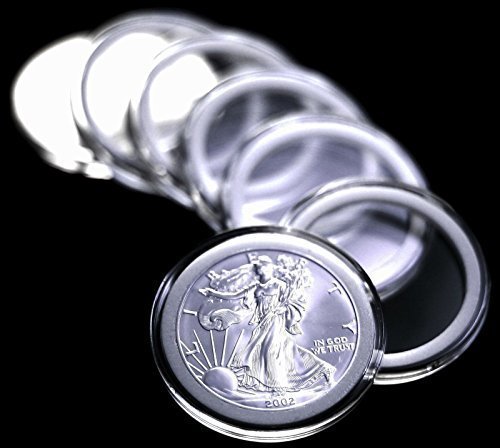 10 Airtite Coin Capsule Holders w WHITE Rings for American Silver Eagle Dollar by Pinnacle