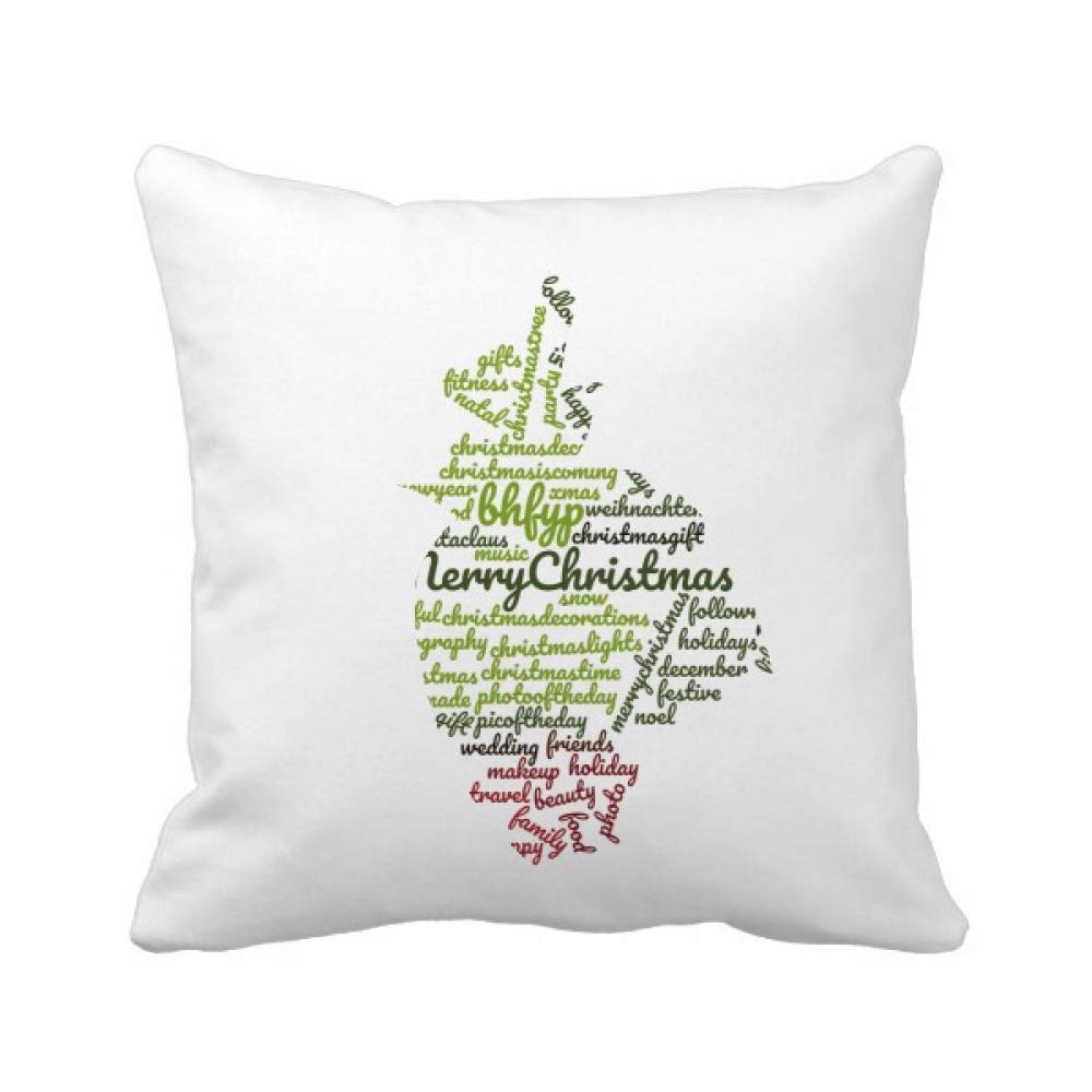 Coussin Arbre de Noël Wordcloud en Textile Carré Haute Qualité
