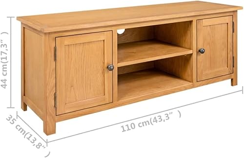 Miniatura 7 de SecondBoy - Armario de TV de madera con acabado de grano de madera marrón, soporte de madera de roble, compartimento lateral de doble panel para