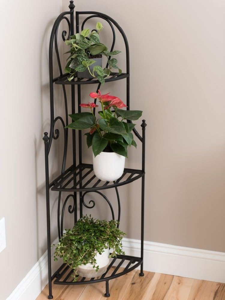 FURNIFOX 3 Tier Plant Stand Flower Pot Rack, Metal Step Style Corner Shelf Planters, Round Display Holder for Indoor Outdoor Use Free Standing Corner Shelf as Plant Stand, Bookcase Multipurpose Used (B0D4YRK14D) Amazon Price History, Amazon Price Tracker