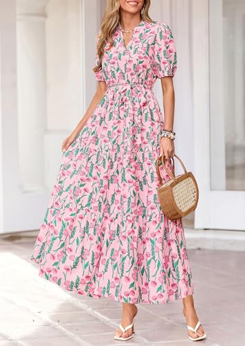Image of PRETTYGARDEN Women's Summer Boho Floral Maxi Dresses