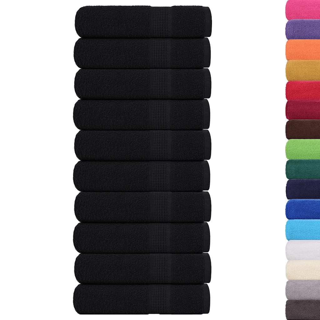 vidaXL Toallas de Invitados 10 uds 100% algodón Negro 70x140cm 360gsm