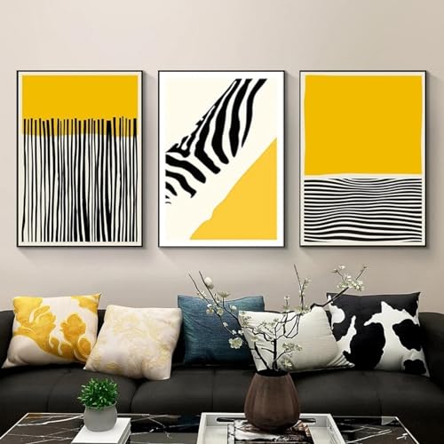 Décoration d'intérieur salon salle à manger triptyque abstraite jaune style nordique simple