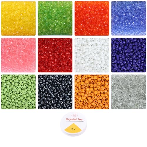 Image of ambitieux Bracelet Making Craft Kit 12 Types Of Colorful 400+ Pcs Of Plastic Beads With Elastic -(Colorfull With 8 Mm) (Seed Beads 3),Multicolor