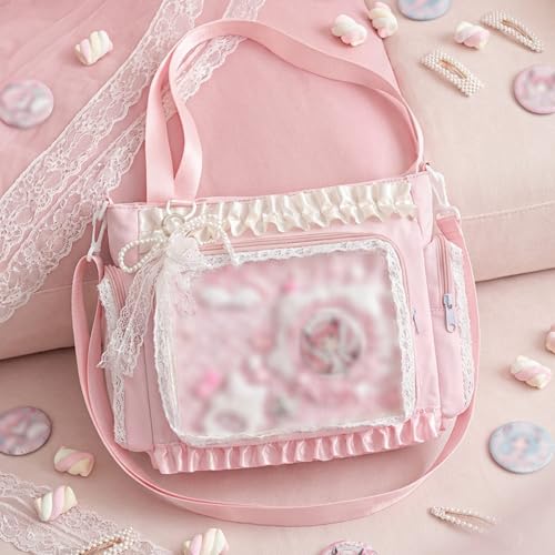 Bolso crossbody con volante y encaje para mujer miniatura 3