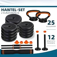 CCLIFE Hanteln Set 2er Kurzhanteln Langhanteln verstellbar 25kg Hantelset professionell Dumbbell mit Verbindungsstahlrohr Gewichten – Ansicht 3