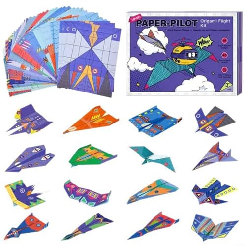 Image of ComfyHarbor Paper Airplane Book, DIY Kit with 48 Sheets, Step-by-Step Guide for Kids, Adults to Fold Multicolored Planes, 28cm Creative Activity Set(48pc)
