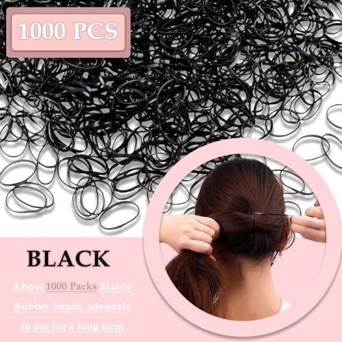 DAZISEN 1000 Stück Haargummis Klein - Mini Elastische Haargummis Haar Gummibänder, Durchsichtige Gummi Haargummi Haarbänder Passend für Mädchen, Kinder, Haar Zöpfen Hochzeitsfrisur, Kleine Dreadlocks