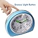 MEKO Alarm Clocks Non-Ticking for Bedrooms, Smart Tickless AA Battery Powered Travel Alarm Clock with Snooze and Nightlight, Silent No Ticking Bedside Clock(Blue)