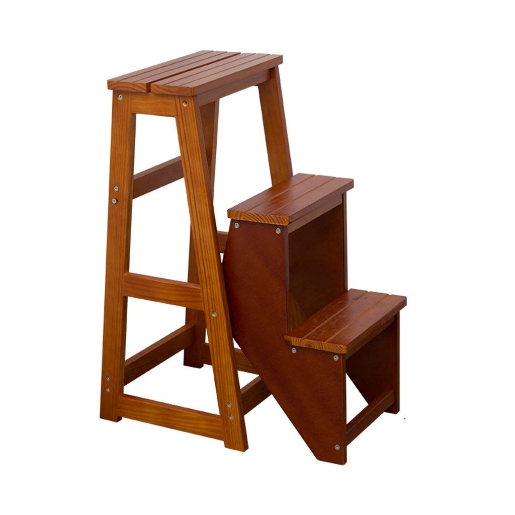 Cxvhsertwr Brown Ladders For Home, Step Stool Three-Step Ladder(,36X58x77cm)