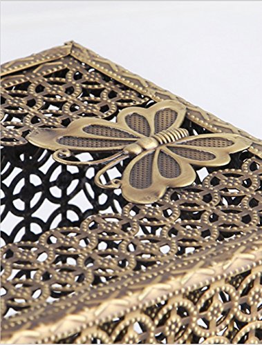 Sehamano Circle Cross Designed Vintage Rectangle Tissue Holder – Antique Decorative Metal Tissue Box Cover (Matt Gold (Brass)) #TOP2