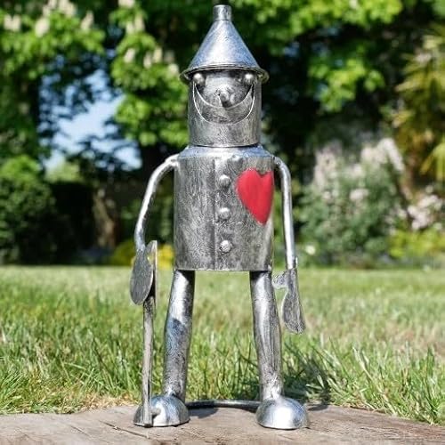 Tin Man Garden Statue Metal Figure Wizard Of Oz Found His Heart Ornament Gift Outdoor Sculpture