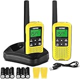 Walkie Talkies for Adults - COTRE Two Way Radios, Up to 32 Miles Long Range USB Rechargeable Walkie Talkies w/ 2662 Channels, NOAA & Weather Alerts, VOX Scan, LED Lamp for Outdoor Activities, Yellow