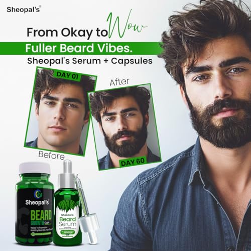 Image of Sheopal's Beard Care Combo Kit | Beard Serum & Beard Capsules | Supports Beard Growth, Thickness & Grooming | Natural Herbal Formula for Men