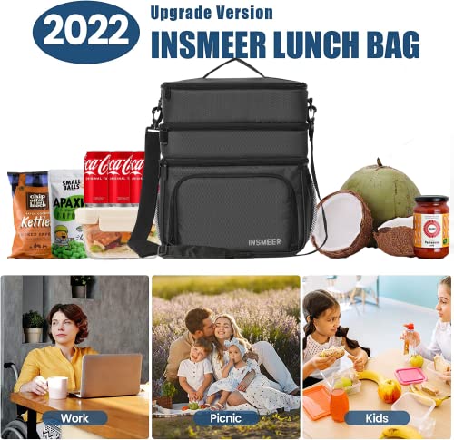 INSMEER Bolsa Térmica Marmita Para Homens, 3 Compartimentos Lancheira Térmica Para Homens Adultos Bo