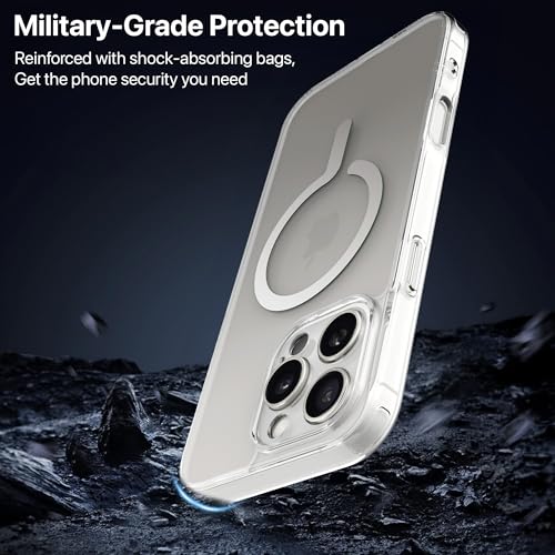 Image of eller sante Maven Magpro Back Cover Case for iPhone 16 Pro Max iPhone 16 Pro Max Scratch Resistant Camera Protector TPU Shockproof 10ft Drop Protection Support Mag-Safe Wireless Charging- Grey