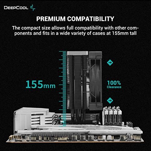 DeepCool AK400 ZERO DARK CPU Air Cooler 220w TDP ALL-Black Heatsink 6mm x 4 Nickel Plated Copper Heat Pipes CPU Cooler with PWM 120mm FDB Fan 1850RPM for Intel LGA 1700/1200/1151/1150/1155 AMD AM5/AM4
