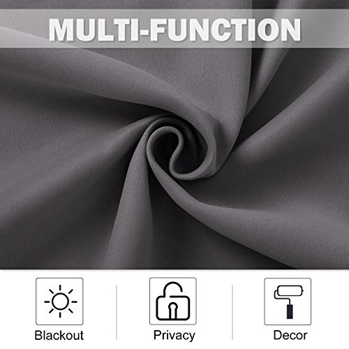 Nicetown Kitchen Blackout Window Treatment - Thermal Insulated Valance Home Decor Blackout Grommet Tier Curtains Drapes For Small Window (42W By 24L + 1.2 Inches Header, Grey, 1 Pair) #TOP3