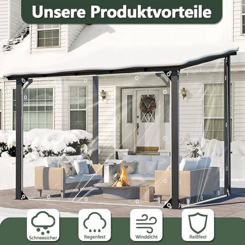 Lona transparente de PVC con ojales impermeable y resistente de 2x2 metros 4
